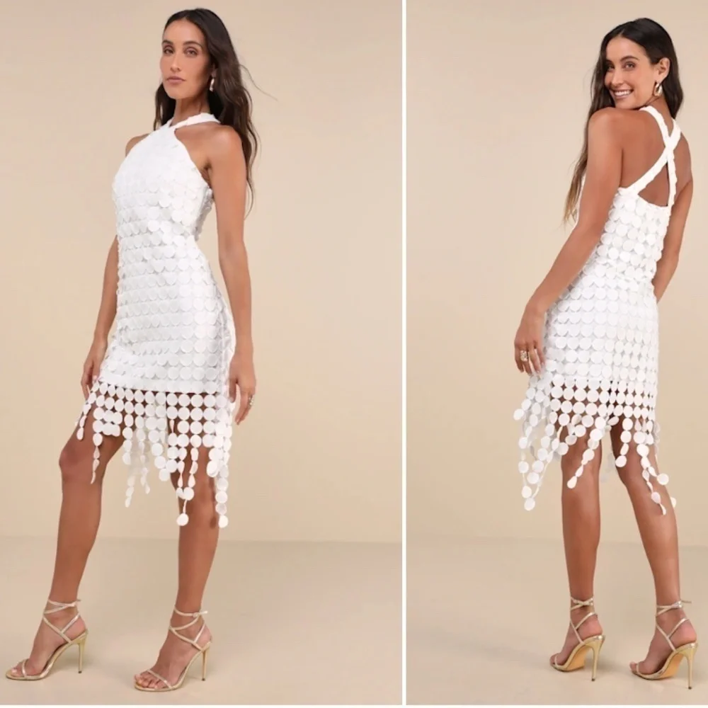 LULU's Bridal Chic Modern Sexy Minimalist Engagement Wedding Shower Mini Dress